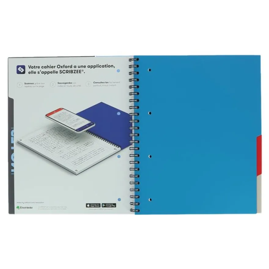 Oxford Student Multinotes - Cahier à spirales A4+ - 160 pages - feuilles perforées détachables - grands carreaux (Seyes)