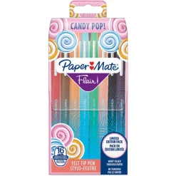 Paper Mate Flair Candy Pop - Pack de 16 feutres pointe moyenne - couleurs assorties