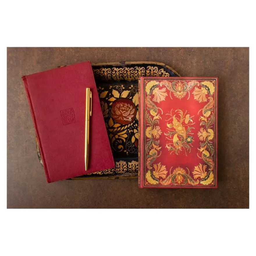 Paperblanks Flexis Fiammetta - Journal - 175 x 225 mm - 88 feuilles / 176 pages - ligné - Baroque - couverture rouge - papier