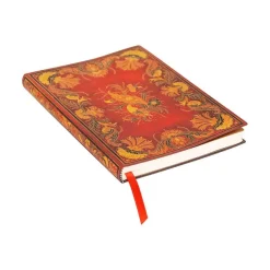 Paperblanks Flexis Fiammetta - Journal - 120 x 175 mm - 88 feuilles / 176 pages - ligné - Baroque - couverture rouge - papier