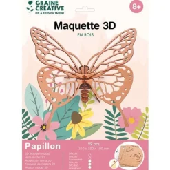 Papillon 3D en bois - Puzzle 22 pièces - Assemblage ludique dès 8 ans