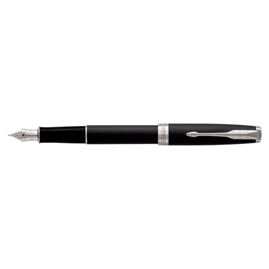 Parker Sonnet - Stylo plume noir laqué - pointe moyenne