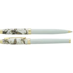Parure bille + plume ENZO VARINI "Taormina XL Bugs" motifs abeilles coloris blanc
