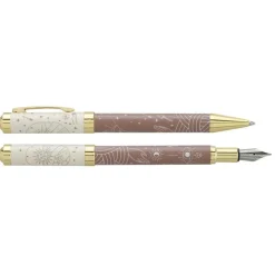 Parure bille + plume ENZO VARINI "Celestial" coloris marron & beige