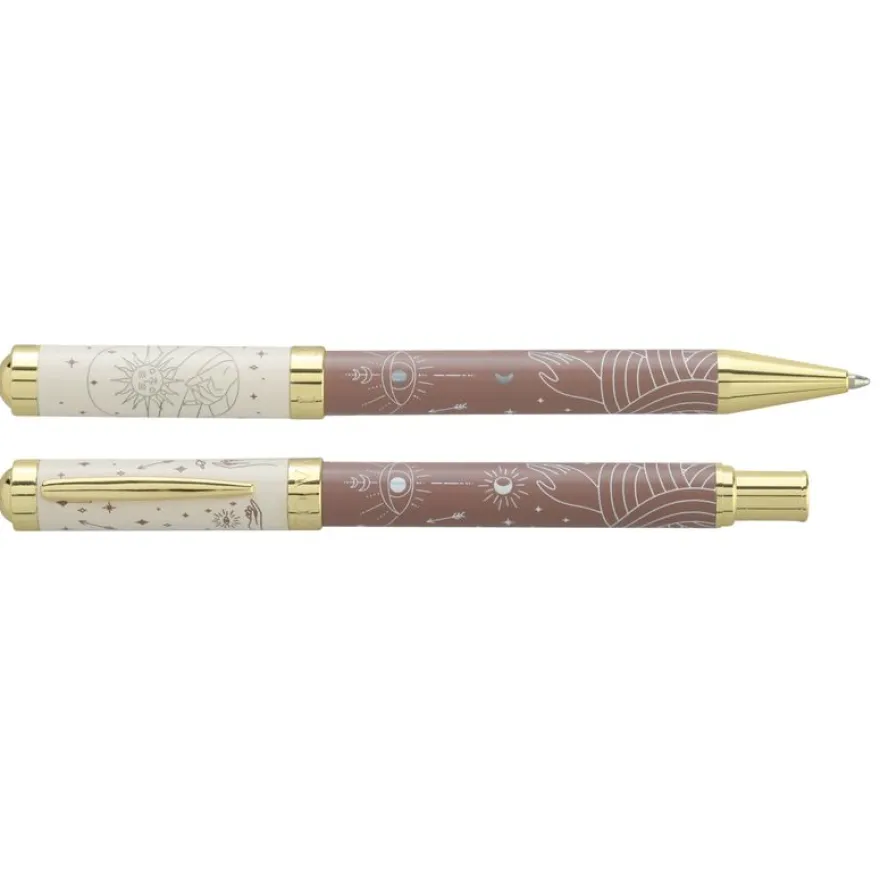Parure bille + plume ENZO VARINI "Celestial" coloris marron & beige
