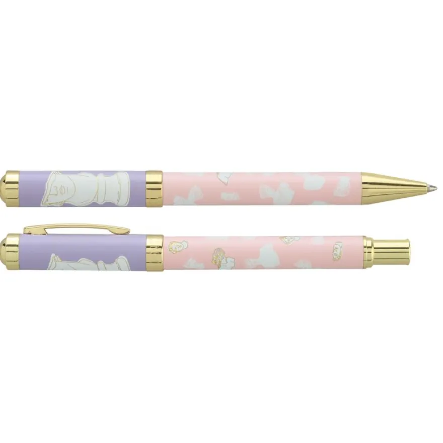 Parure bille + plume ENZO VARINI "Palazzo Greek Têtes" coloris rose & violet