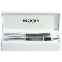 Parure bille + plume HECHTER PARIS "Alliance Quadrillage" coloris silver