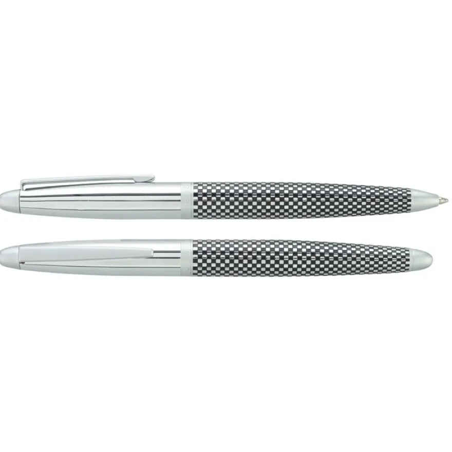 Parure bille + plume HECHTER PARIS "Alliance Quadrillage" coloris silver