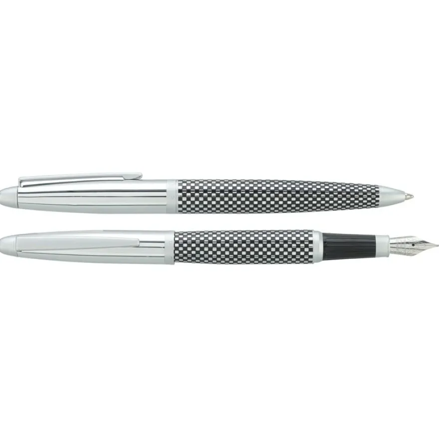 Parure bille + plume HECHTER PARIS "Alliance Quadrillage" coloris silver