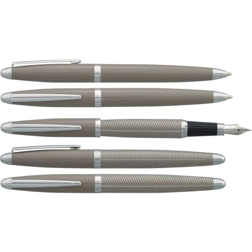Parure plume + bille HECHTER PARIS "Alliance Rayures" coloris gris