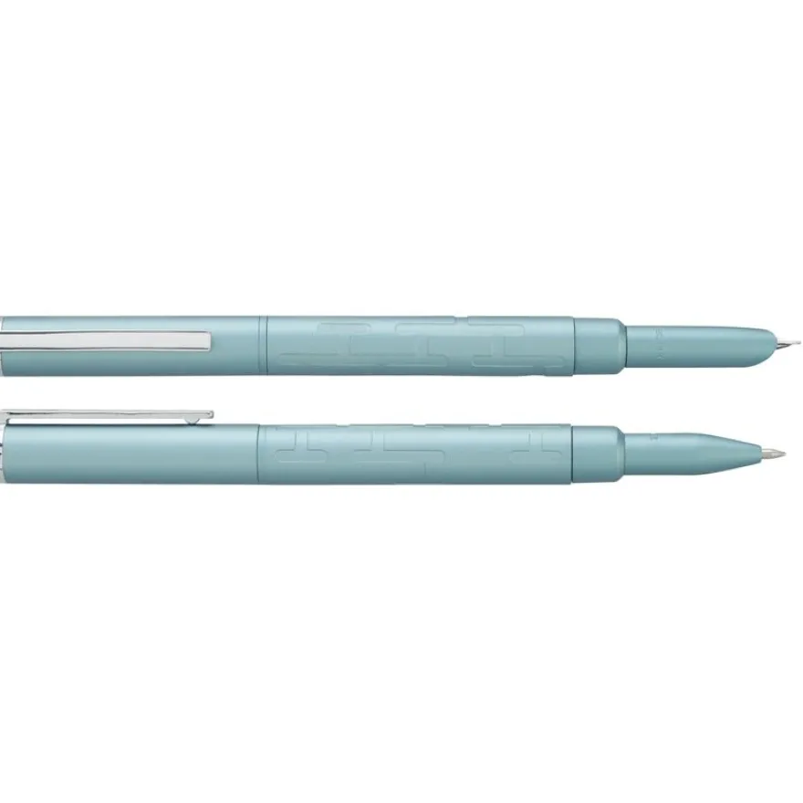 Parure plume + roller HECHTER PARIS "Silhouette Milky Way" coloris bleu clair métallisé