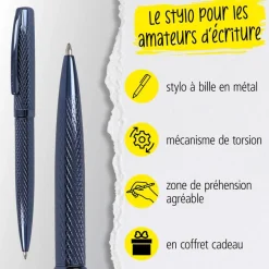 Parure plume/bille Eleganza Diamond Night avec étui cuir