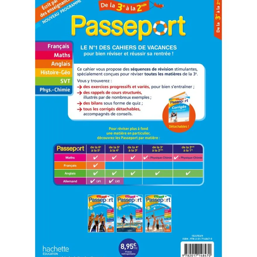 Passeport - Toutes les matières - De la 3e à la 2de - Cahier de vacances