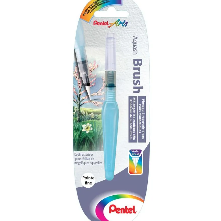 Pentel – Pinceau à réservoir d’eau – Pointe fine – bleu