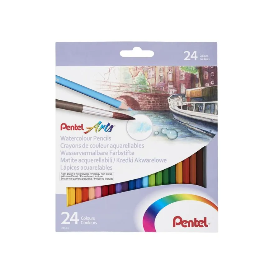 Pentel Arts - Boite de 24 crayons de couleurs aquarellables CB9-24U