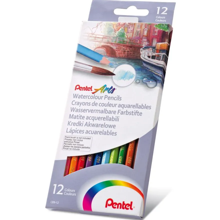 Pentel Arts - Boite de 12 crayons de couleurs aquarellables CB9-12U