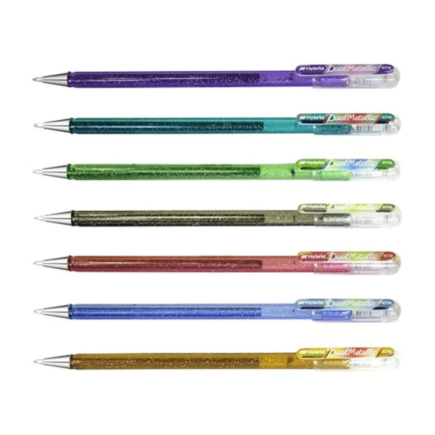 Pentel Hybrid Dual Metallic - 7 Rollers - couleurs métalliques assorties
