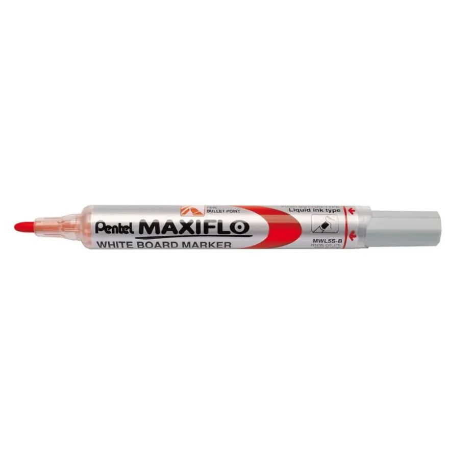 Pentel MAXIFLO - Brosse magnétique et 4 Marqueurs MAXIFLO - pointe ogive moyenne - couleurs assorties