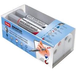 Pentel MAXIFLO - Brosse magnétique et 4 Marqueurs MAXIFLO - pointe ogive moyenne - couleurs assorties