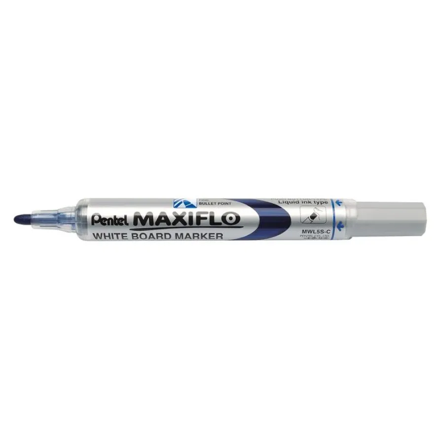 Pentel MAXIFLO - Brosse magnétique et 4 Marqueurs MAXIFLO - pointe ogive moyenne - couleurs assorties