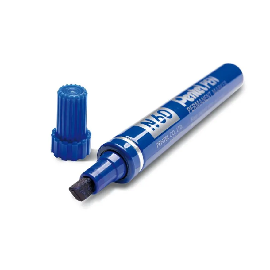 Pentel PEN N60 - Marqueur permanent - pointe biseau - bleu