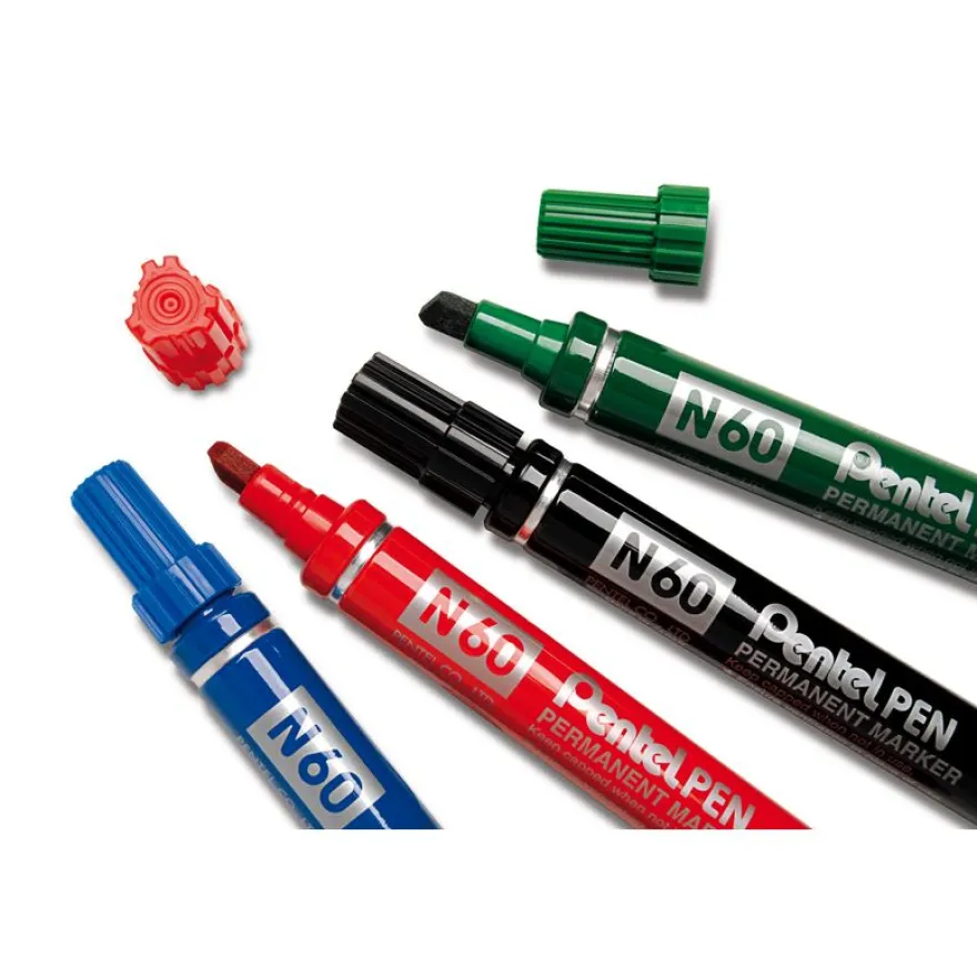 Pentel PEN N60 - Marqueur permanent - pointe biseau - bleu