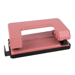 Perforatrice métallique rose mate, jusqu’à 12 feuilles, idéale pour le bureau