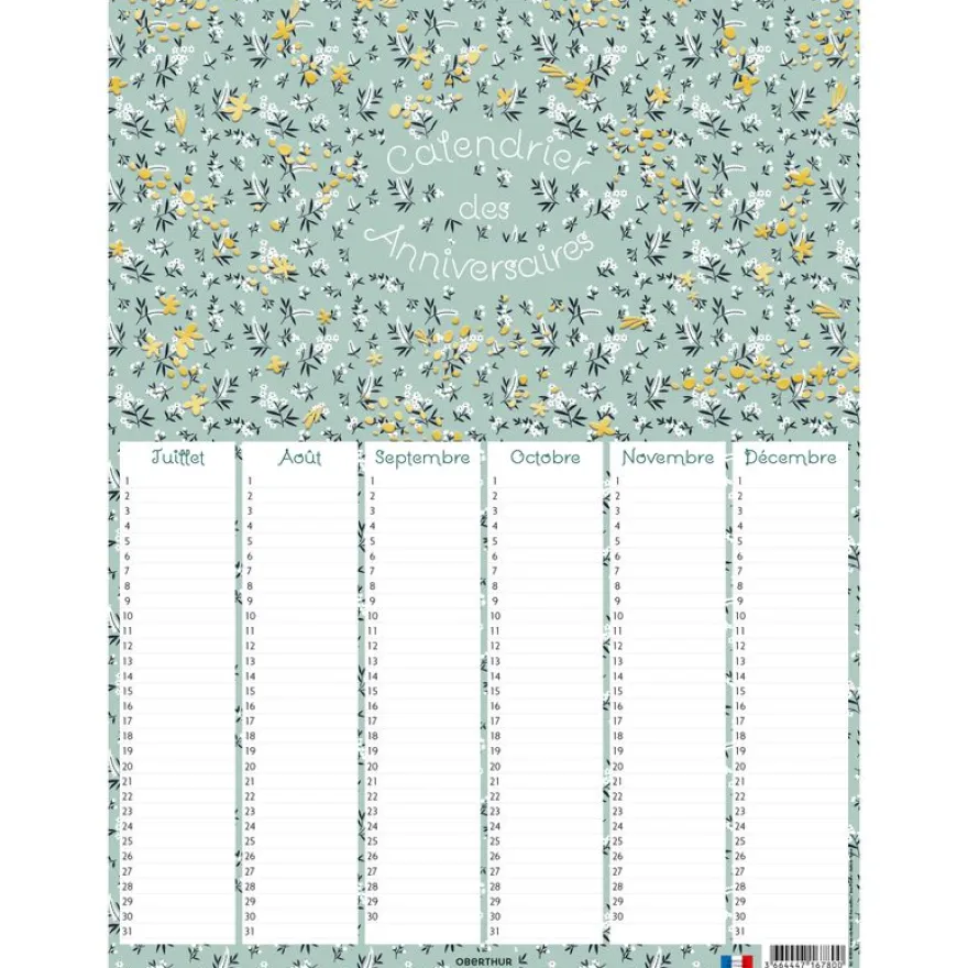 Petites Fleurs - calendrier anniversaires 32 × 42
