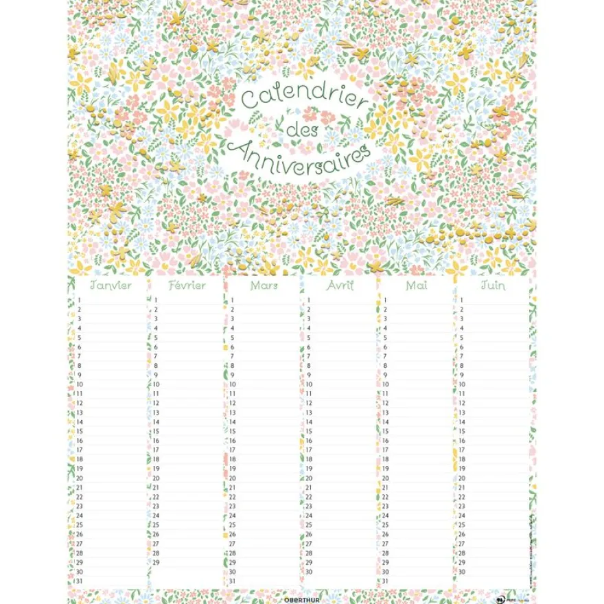 Petites Fleurs - calendrier anniversaires 32 × 42