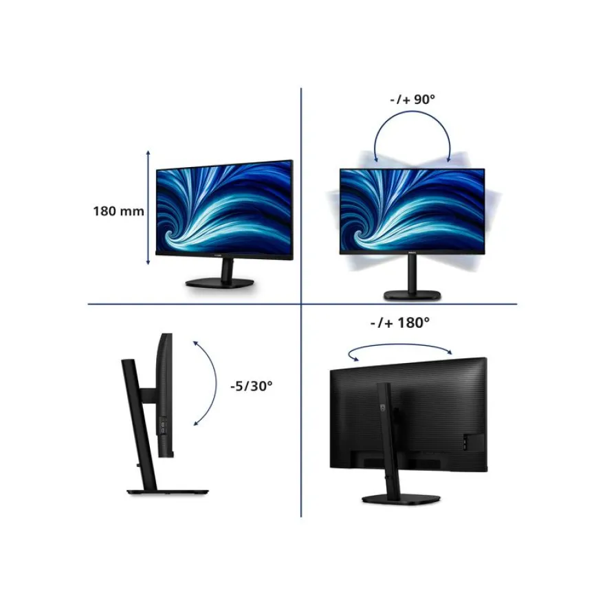 Philips 32B2U3601 - Écran LED 32" - 2560 x 1440 QHD - HDMI, DisplayPort, USB-C - haut-parleurs