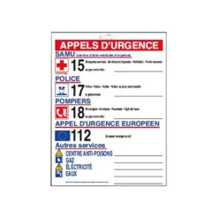 Pickup - Affiche de sécurité : Appels d'urgence - 22,5 x 30 cm