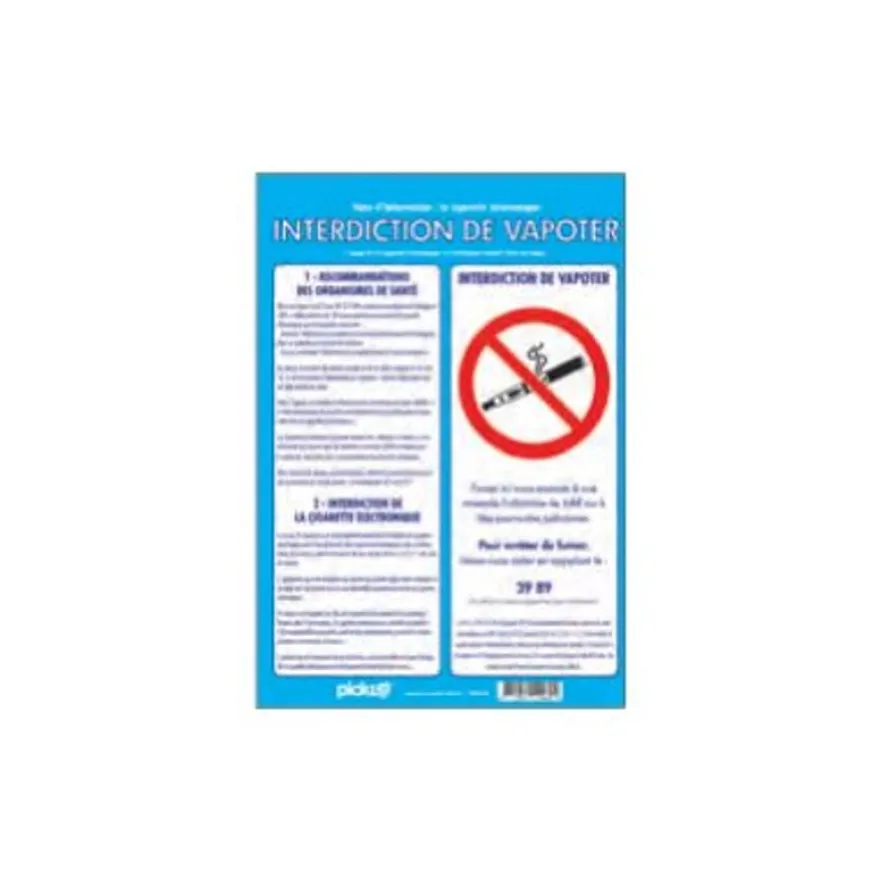 Pickup - Panneau d'affichage - Interdiction de vapoter