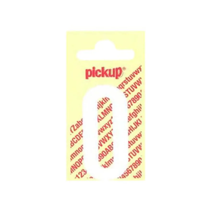 Pickup - Étiquette autocollante - 90 mm - Chiffre 0 - blanc mat