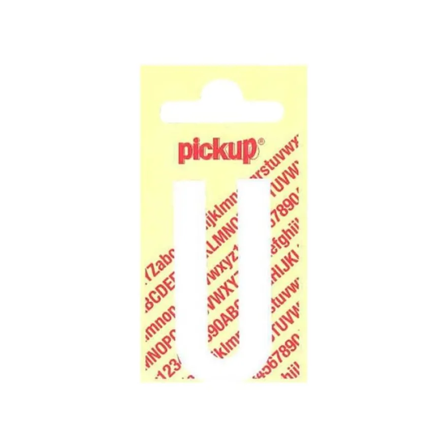 Pickup - Étiquette autocollante - 90 mm - Lettre U - blanc mat