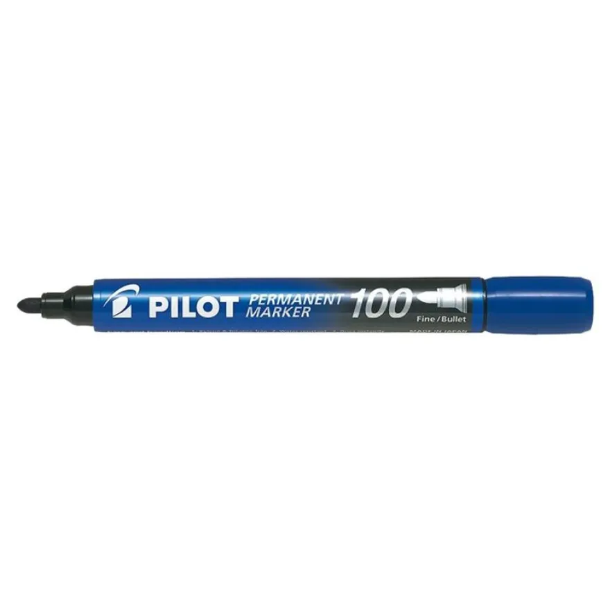 Pilot 100 - Marqueur permanent - pointe ogive - bleu