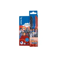 Pilot Frixion Ball Naruto - Pack de 3 Rollers effaçables - 0,7 mm - couleurs assorties