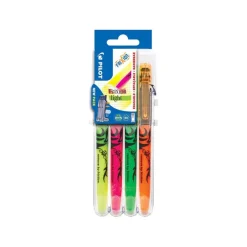Pilot FriXion Light - Pack de 4 surligneurs - vert, jaune, orange, rose