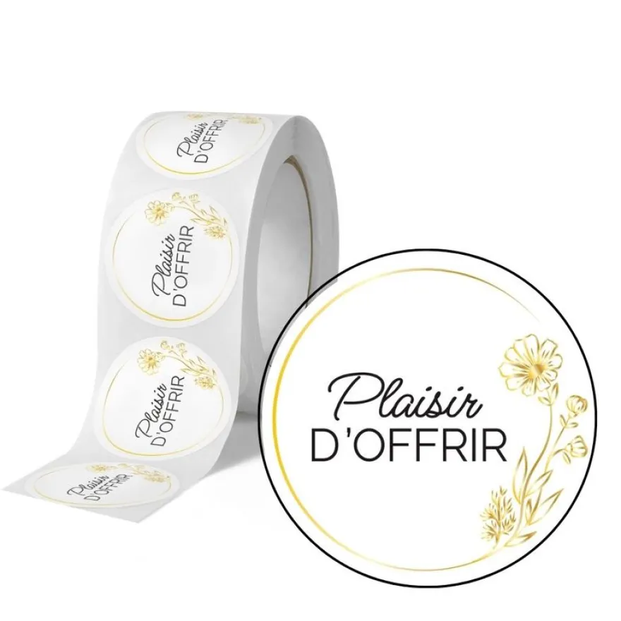 Plaisir d’Offrir – 500 étiquettes rondes autocollantes 35 mm – rouleau pratique