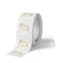 Plaisir d’Offrir – 500 étiquettes autocollantes cœur fleur 37 x 37 mm – rouleau pratique