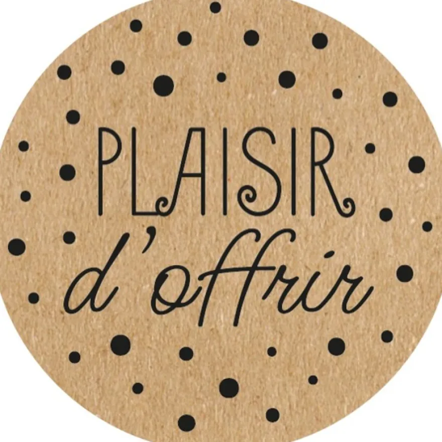 Plaisir d’Offrir – 500 étiquettes rondes autocollantes kraft à pois noirs – rouleau pratique