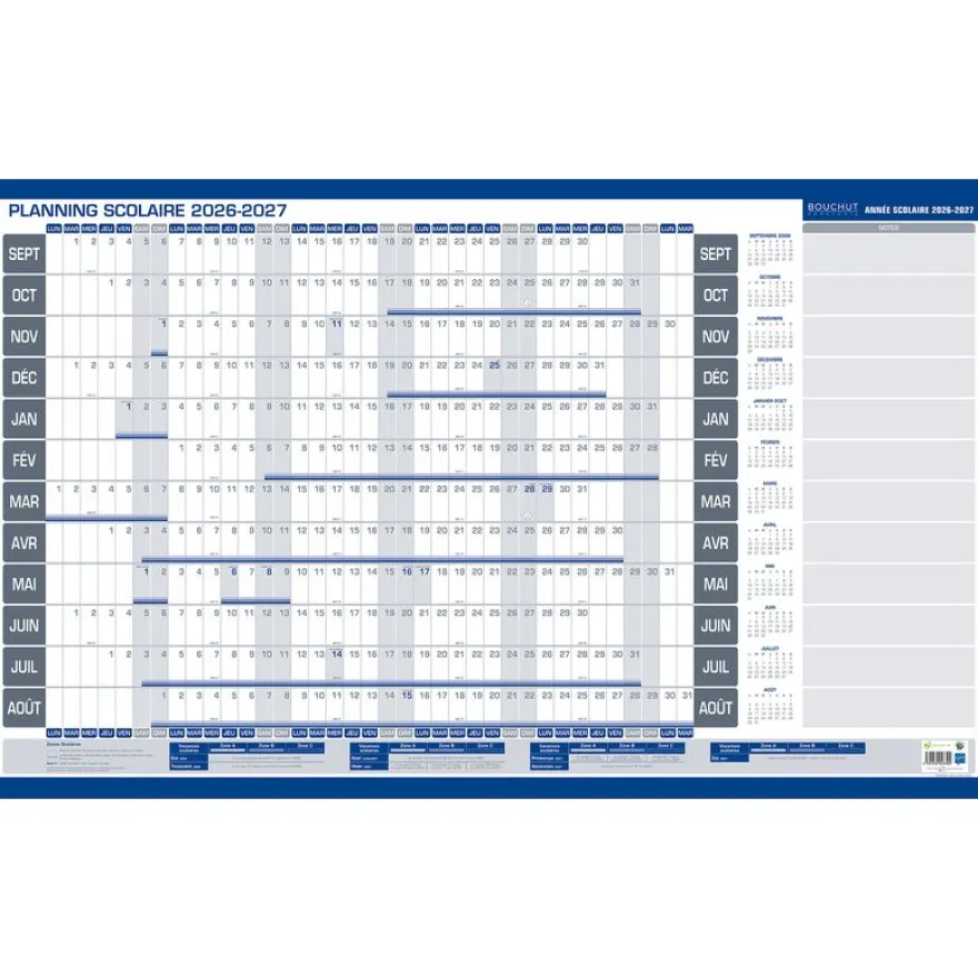 Planning effaçable + feutre - 60 x 99 cm - Bouchut
