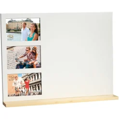 Pêle-mêle bois personnalisable 3 vues + 3 aimants ERICA "Trio" coloris blanc
