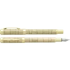 Plume ENZO VARINI "Palazzo Tiles" coloris beige, rose & or, attributs dorés