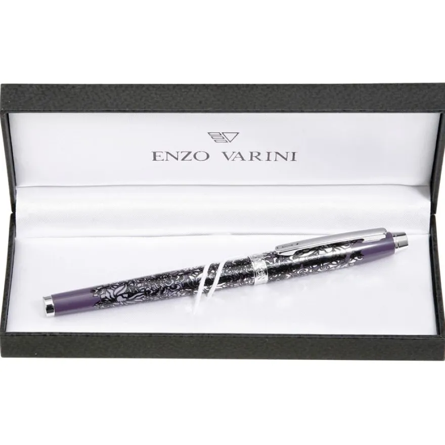 Plume ENZO VARINI "Taormina XL Bugs" motifs libellules coloris gris