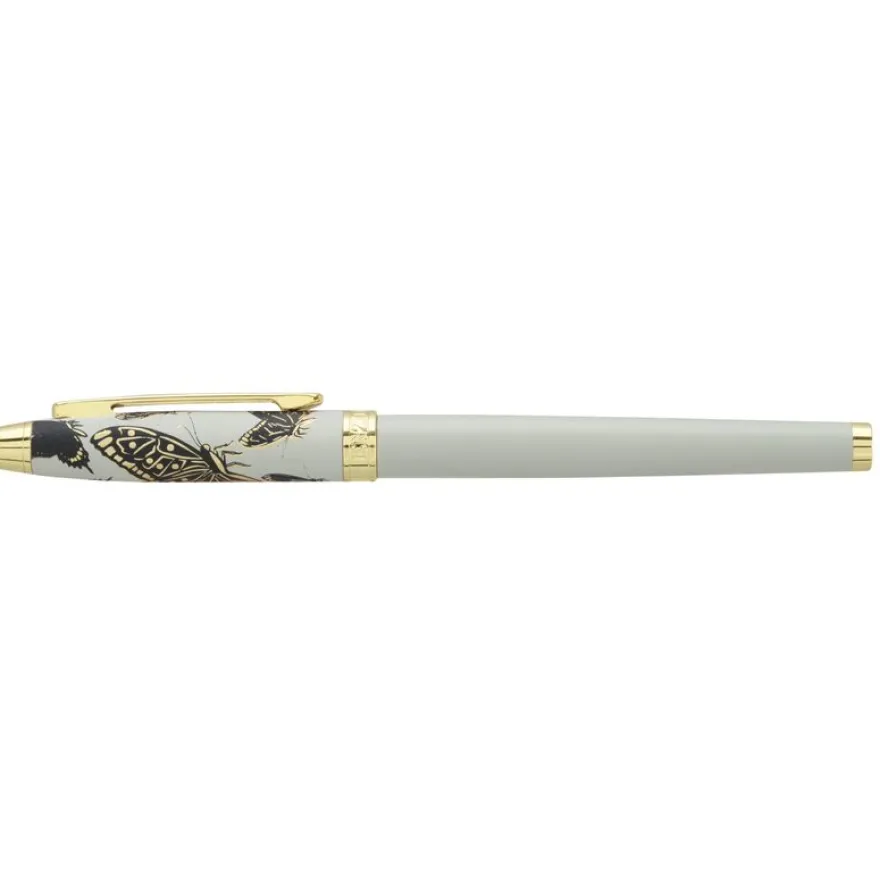 Plume ENZO VARINI "Taormina XL Bugs" motifs papillons coloris gris clair