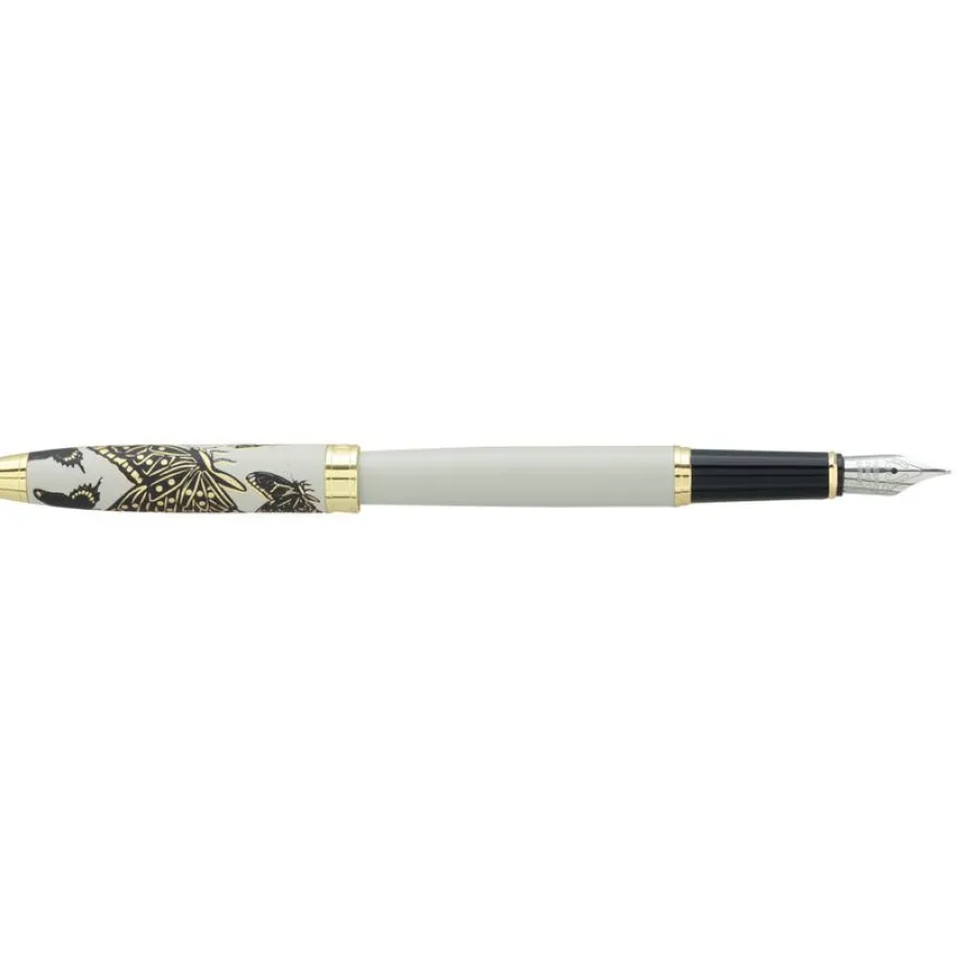 Plume ENZO VARINI "Taormina XL Bugs" motifs papillons coloris gris clair