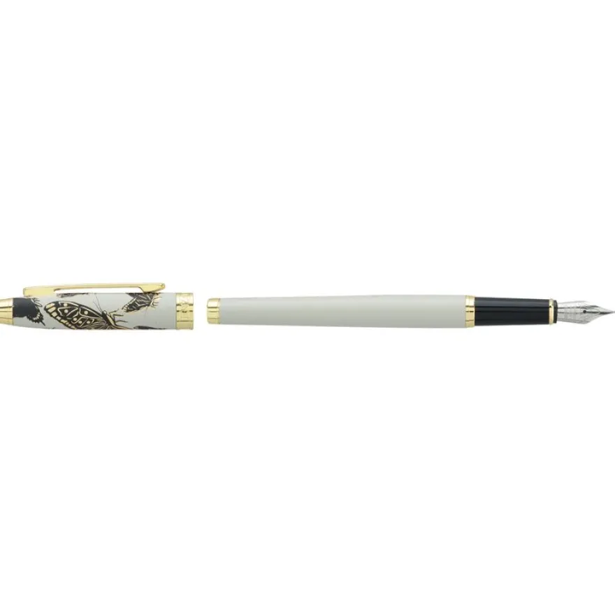 Plume ENZO VARINI "Taormina XL Bugs" motifs papillons coloris gris clair