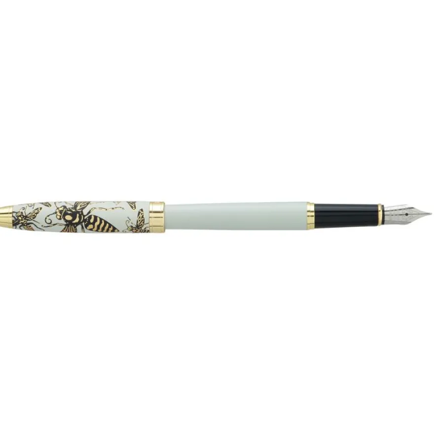 Plume ENZO VARINI "Taormina XL Bugs" motifs abeilles coloris blanc