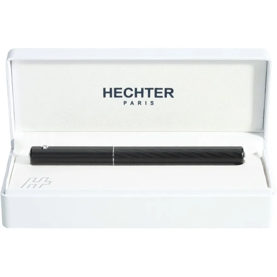 Plume HECHTER PARIS "Hexagone Plaids" coloris noir mat avec lignes