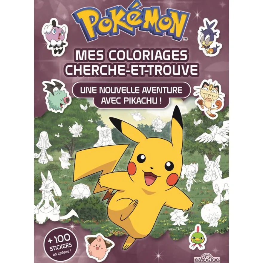 Pokémon Mes coloriages cherche-et-trouve Une nouvelle aventure avec Pikachu ! Avec des stickers Dès 5 ans
